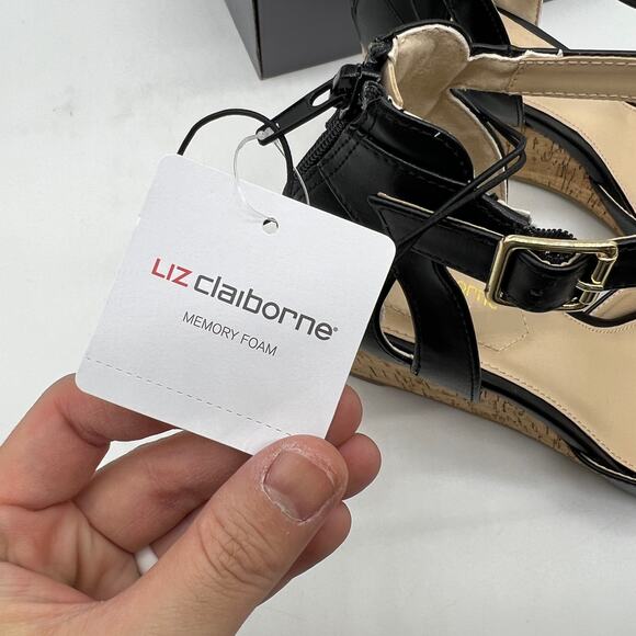 Liz Claiborne Womens Octavia Wedge Sandals Black Size 7.5M - Picture 5 of 12